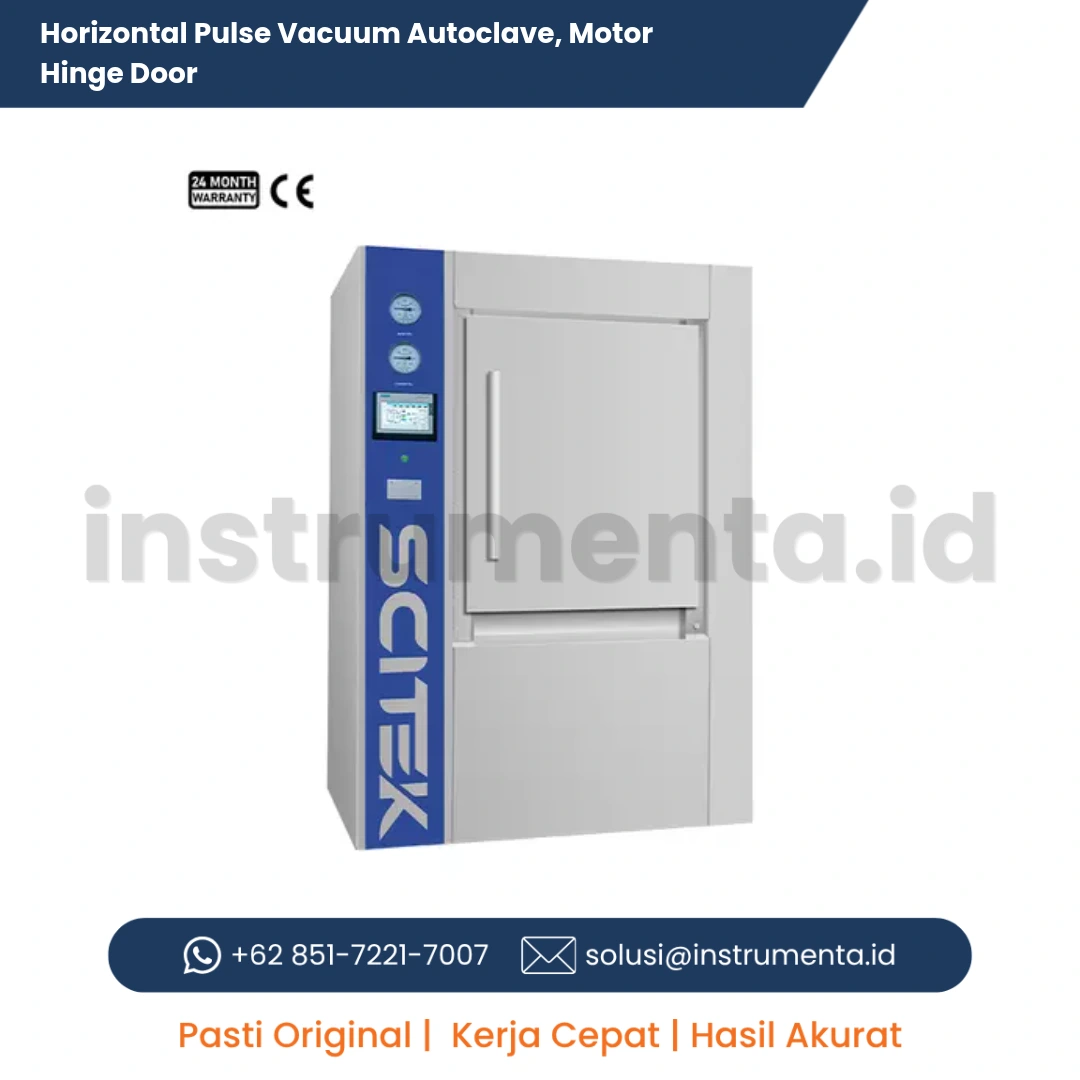 Official Supplier Horizontal Pulse Vacuum Autoclave Scitek ST-HPM Series Sterilisator Pintu Motor Otomatis Laboratorium Farmasi